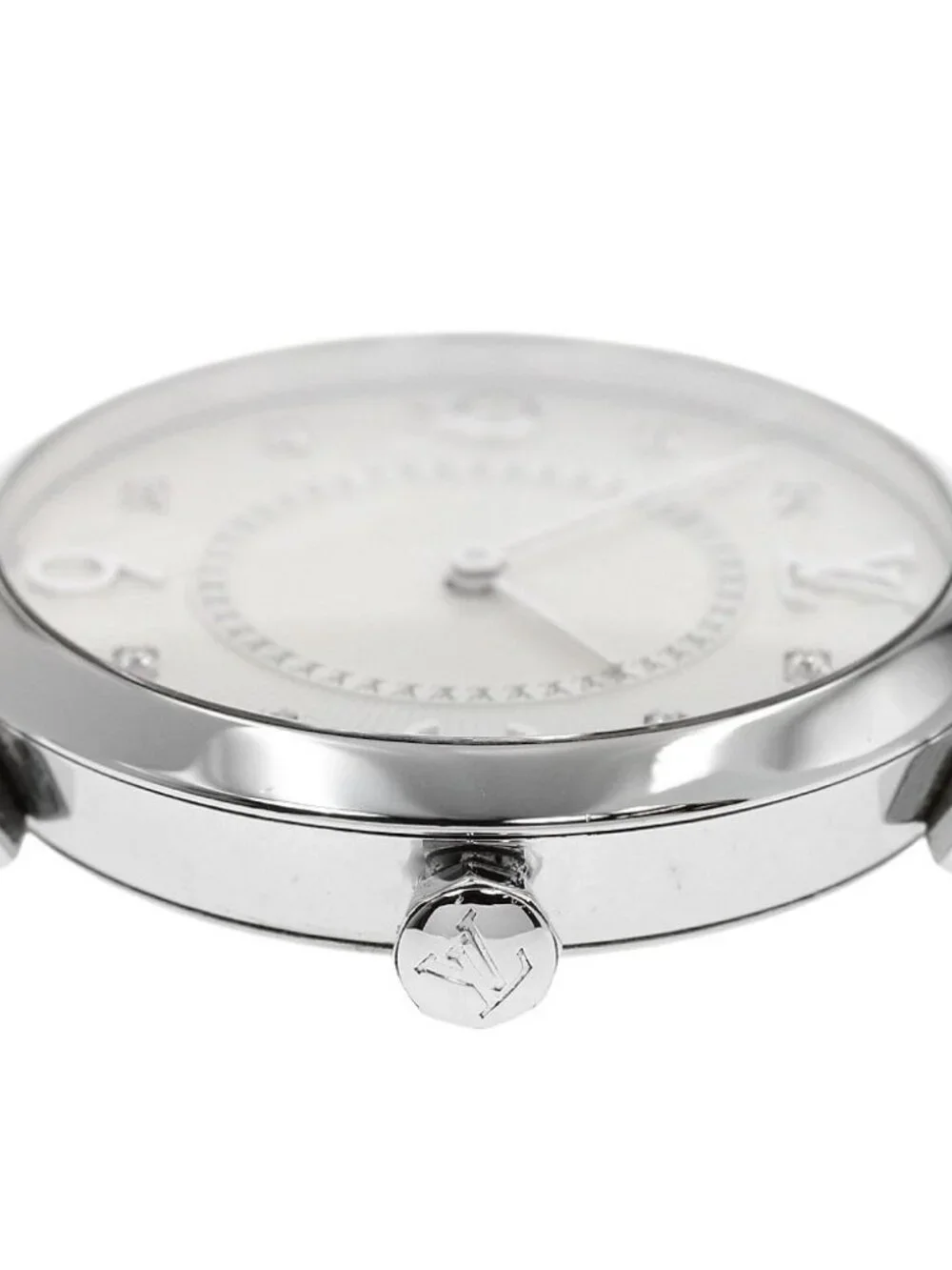 LOUIS VUITTON Tambour Slim MM Q13MJ 8P diamond Silver Dial Quartz Ladies_970655